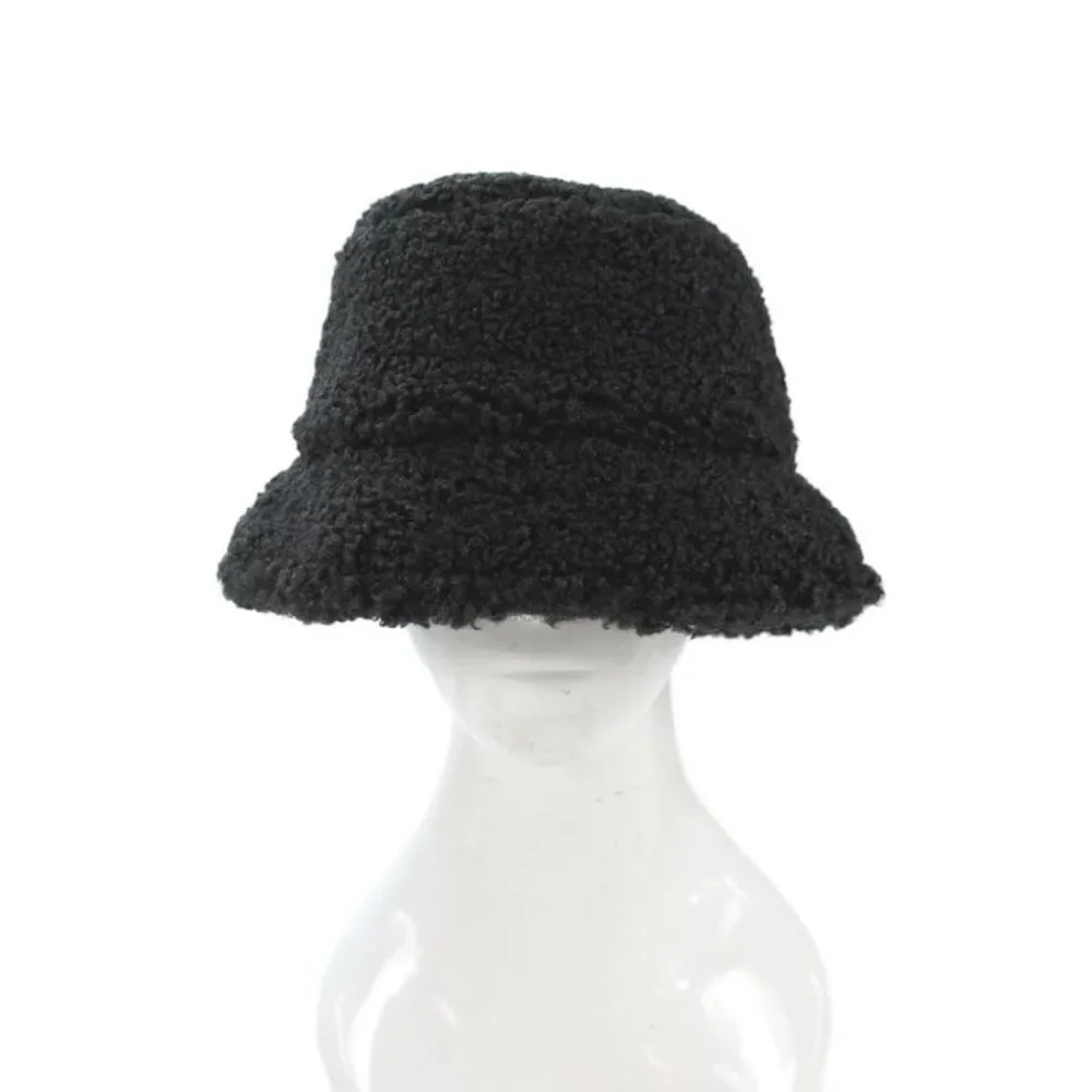 Apparis Womens Faux Fur Lined Bucket Hat Solid Black Size One Size
